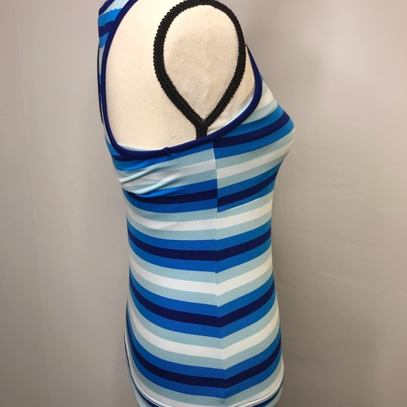 Lucy Blue and White Stripe Workout Top Size XS - Picture 2 of 8